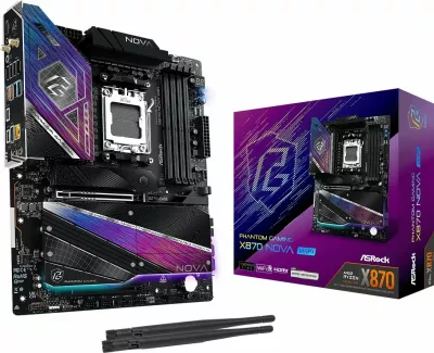 Pllakë amë ASRock X870 Nova WiFi Phantom Gaming ATX, DDR5, Wi‑Fi 7, USB4