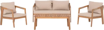 Set lounge për jashtë, 4 pjesë, dru akacie, litar, material poliestër, bezhë, SAVANNA FH6442