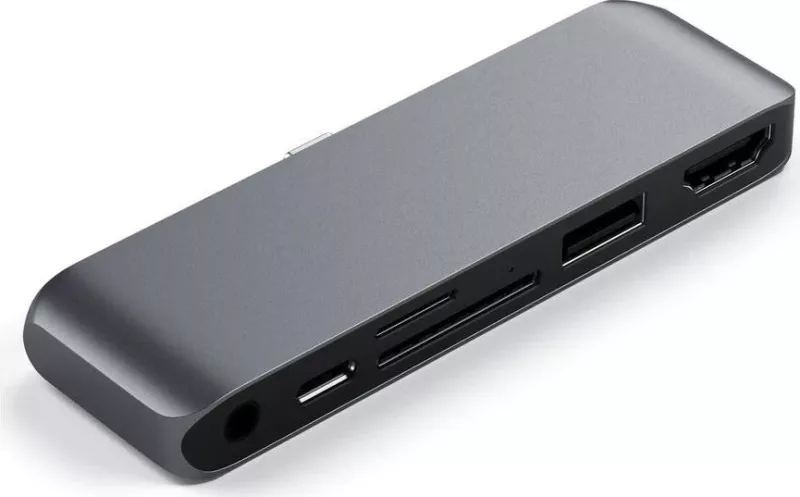 Docking station Satechi USB-C (USB-C 60W, 4K HDMI, USB-A, czytnik kart micro/SD, jack port) (gwiezdna szarość)
