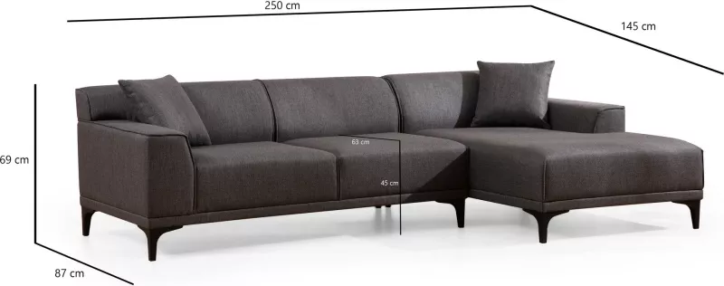 Këndare Petra R, ngjyrë antracit, Atelier del Sofa
