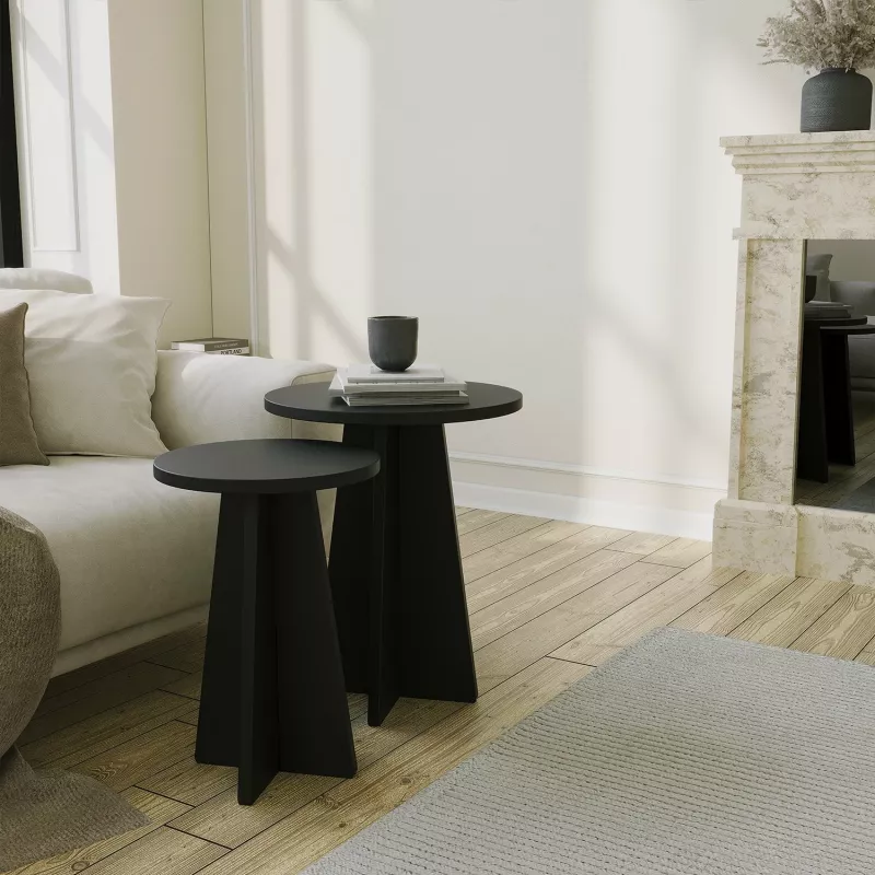 Set tavolinash kafeje Hanah Home, Mushroom 2, e zezë