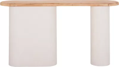 Konsol Santorini, sipërfaqe druri bredhi natyral, bazë MDF off-white, 150x35x82cm