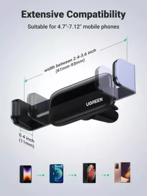 Mbajtëse telefoni për veturë UGREEN Mini Air Vent 10422, rotacion 360°, për 4.7-7.12", e zezë, paketim kuti