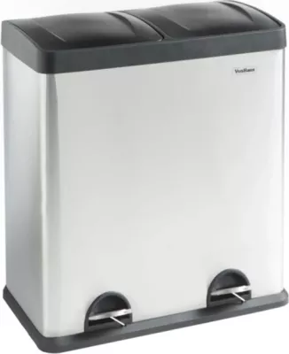 Kosh ndarës i mbeturinave VONHAUS 07/631 60L (2x30L) inox, gri/zi