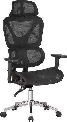 Karrige zyre ergonomike NOVAR, rrjetë e zezë, bazë kromi, 51x49x129cm