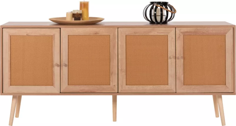 Bufe COLM FH9440.11 melaminë me ratan sintetik në 4 dyer 160x39,5x71H cm