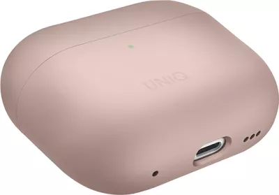 Mbështjellës UNIQ Lino për AirPods Pro 2, silikon, rozë, me rrip