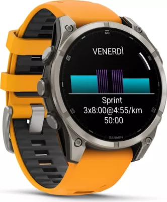 Smartwatch Garmin fēnix® 8 AMOLED, Sapphire, Titanium with Spark Orange / Graphite silicone strap, 47 mm