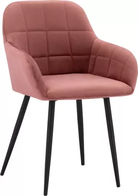 Karrige me krahë, kadife rozë e zbehtë, kornizë metalike e zezë, FH8724.02, 57x61x84 cm, set prej 2 copë