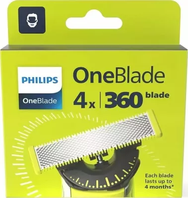Tehë zëvendësuese për makinê rroje Philips OneBlade 360 QP440/50, 4 copë