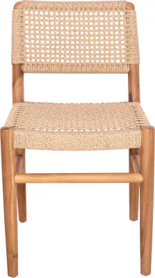 Karrige për ngrënie ROSCO FH6133 dru tik ngjyrë natyrale-VIRO litar ngjyrë bezhë 46x55x79H cm