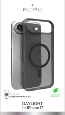 Mbështjellës Puro Daylight për iPhone 17 Air, MagSafe, silikon, gjysmë-transparent, zi