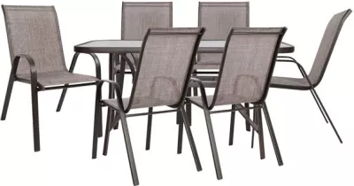 Set kopshti tavolinë & karrige Leon FH5206.02, 7 pjesë, të kafta
