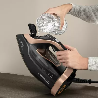Hekur me avull Tefal Ultimate Power Pro FV9E50 3200 W, Durilium AirGlide Autoclean, kabllo 2 m, Zi/Bakër