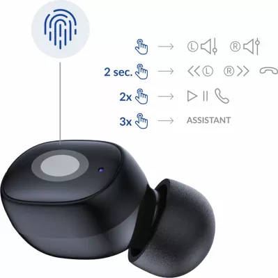 Kufje wireless 3mk FlowBuds, Bluetooth 5.3, të zeza