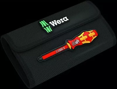 Set veglash Wera 7 copë, me mbajtës bitash VDE, me pouch tekstili, e zezë