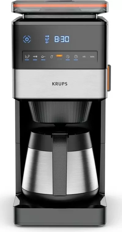 Aparat kafeje drip Krups Grind Aroma XL KT8428, mulli i integruar, 1.25L, 1000W, e zezë/inox