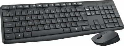 Komplet tastierë dhe maus Logitech MK235, Full-size (100%), Wireless, USB, QWERTZ, Gri, Maus përfshirë