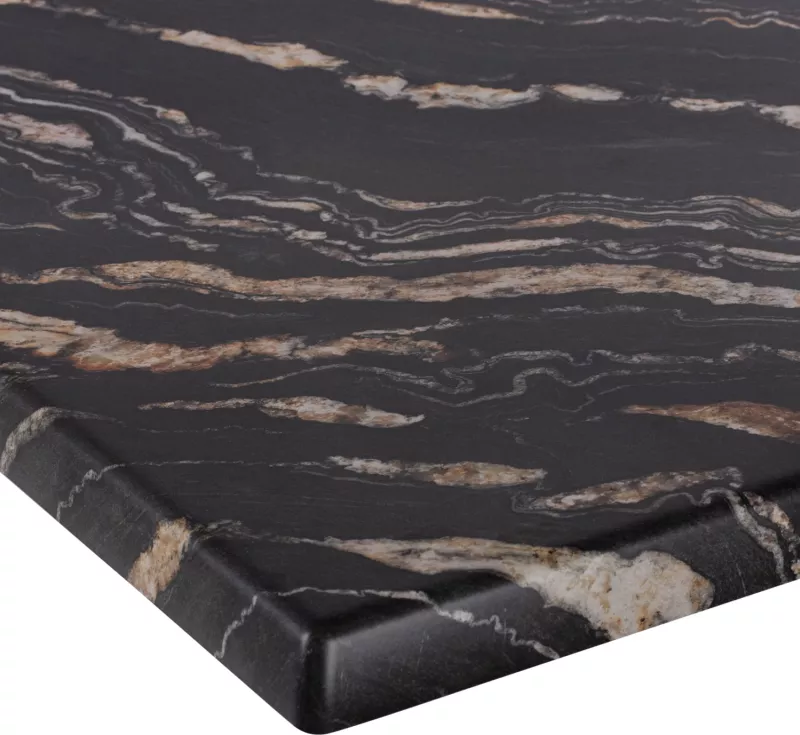 Sipërfaqe tavoline katrore, ngjyrë mermeri e zezë dhe ari, FH5231.15, 80x80 cm