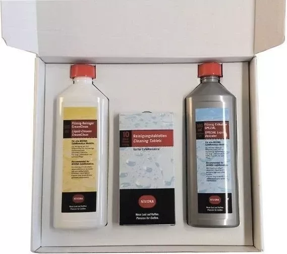 Set pastrimi për makinë kafeje NIVONA CLEAN 3 BOX, tabletë dhe lëng pastrues/descaler