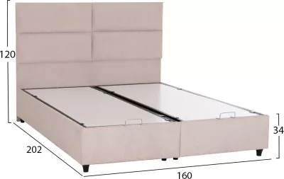 Krevat dopio me hapësirë për depo, material bezhë, MILO FH622.32, për dyshek 160x200cm