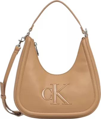 Çantë krahu Calvin Klein BOLD CK Small Crescent LV04F3561G, bezhe e errët