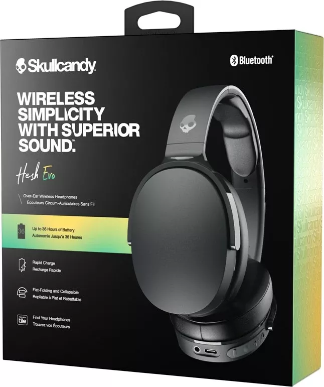 Kufje Skullcandy Hesh Evo, me dhe pa tela, për biseda/muzikë, USB Type-C, Bluetooth, të zeza
