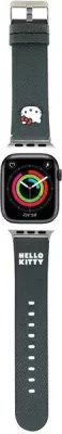 Rrip për Apple Watch Hello Kitty Kitty Head, lëkurë ekologjike, i zi