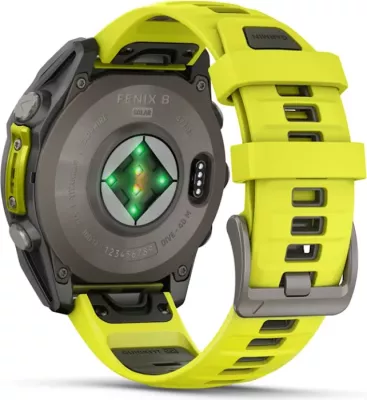 Smartwatch Garmin fēnix® 8 Solar, Sapphire, Titanium with Amp Yellow / Graphite silicone strap, 47 mm
