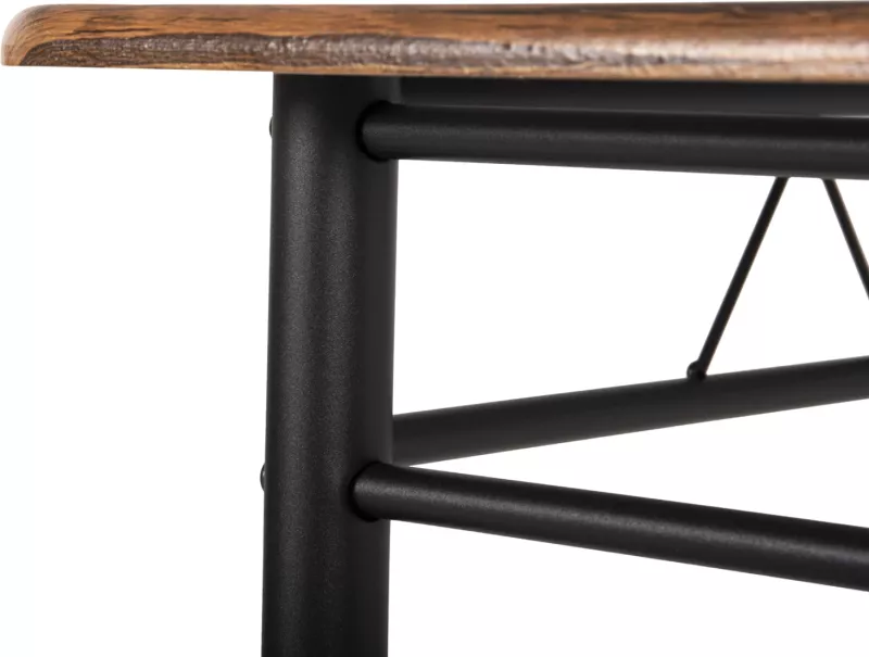 Tavolinë me karrige, 5 copë, PEARY FH9416.11, metal i zi-MDF, ngjyrë arre, 110x60x74 cm