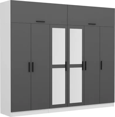 Dollap garderobe Skye Decor, anthracite dhe i bardhë, 270x255x52cm, 11 pjesë