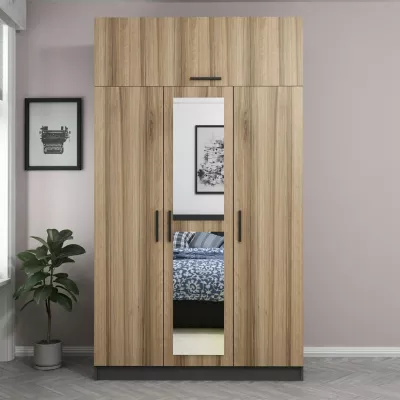 Dollap rrobash Skye Decor, 3 kapakë, dore, 135x235x52cm