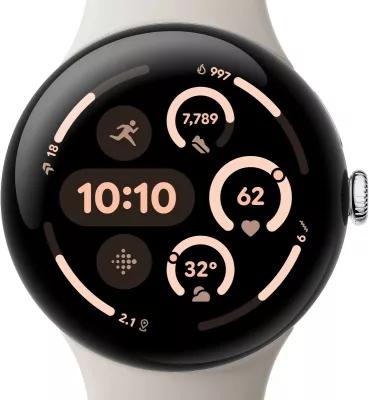 Smartwatch Google Pixel Watch 3, AMOLED, 32 GB, Wi-Fi, GPS, Polished Silver