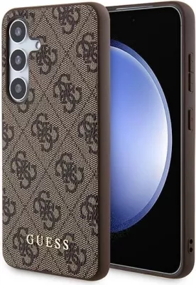 Mbështjellës Guess 4G Metal Gold Logo për Samsung Galaxy A55, Kafe