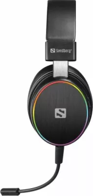 Kufje wireless SANDBERG HeroBlaster 126-42, Bluetooth 5.4, 50 mm driver, me mikrofon të ndashëm, AUX 3.5 mm, RGB, të zeza, set 5 copë