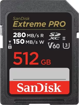 Kartelë kujtese SanDisk SDSDXEP-512G-GN4IN, 512 GB, SDXC UHS-II, e zezë