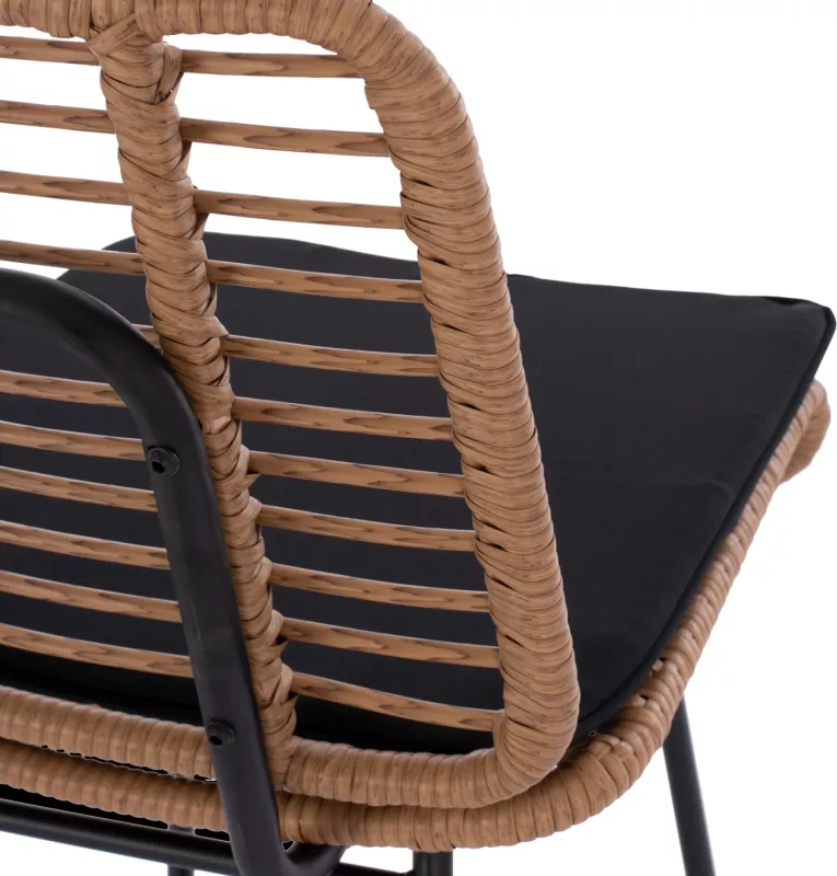 Karrige për bar metalike EDDIE me jastëk FH5708 me wicker bezhë 45x46.5x115 cm