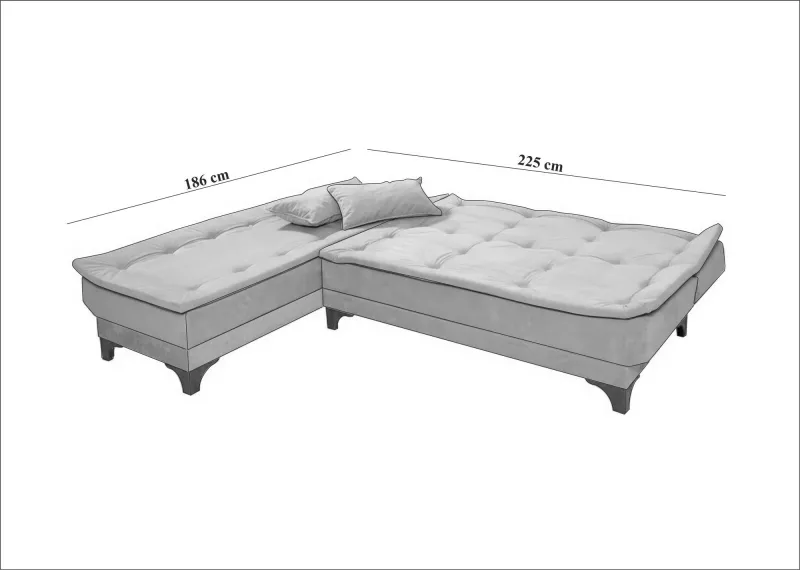 Kënd divan-krevat Atelier del Sofa, Kelebek kënd majtas, ngjyrë jeshile deti