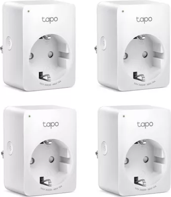Prizë inteligjente Wi‑Fi, TP-Link, Tapo P110, matje energjie, kontroll me aplikacion dhe zë, 16A 3680W, e bardhë, set 4-copë