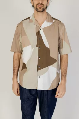 Këmishë me mëngë të shkurta për meshkuj Only & Sons Onstie Rlx Ss Aop Resort 22028044, kafe [Madhësia: XL]