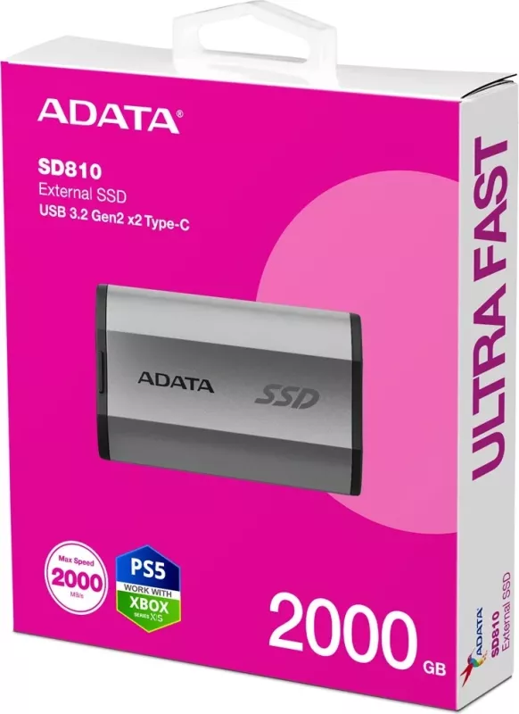 Hardisk i Jashtëm ADATA SD810 2 TB, i Zi dhe Argjendtë