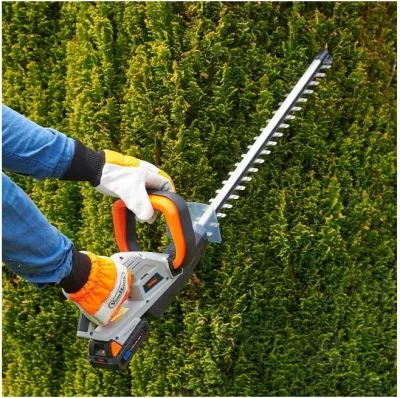 Trimer me bateri për gardh VONHAUS G-Series MPN 2515067 20V MAX 1.5Ah, teh 51 cm, prerje deri 15 mm, gri/portokalli, set me bateri+karikues+mbrojtës tehu