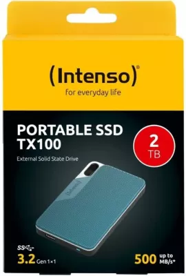 SSD i jashtëm INTENSO TX100 2TB USB 3.2 Gen1x1 500MB/s, kaltër, me kabllo USB-C në USB-C + USB-C në USB-A