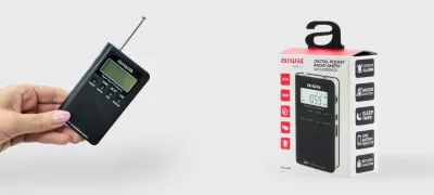 Radio portative Aiwa RSD-45/BK AM/FM stereo me DSP, alarm, LCD me ndriçim, me Kufje + 3x AAA, e zezë
