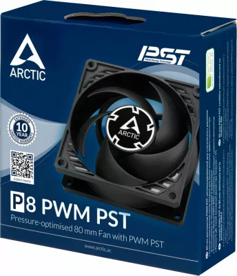 Ventilator për kasë PC Arctic P8 PWM PST 80mm 4-pin PWM, i zi
