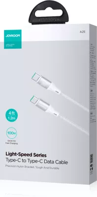 Kabllo USB-C/USB-C Joyroom Light-Speed S-A25, 1.2m, 100W, Bardhë