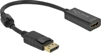 Adapter DisplayPort në HDMI DeLOCK 0.2m i zi, 4K
