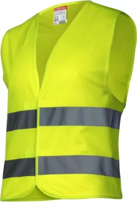 Jelek reflektues LAHTI PRO LPKO1M, poliester 120 g/m², mbyllje me velcro, 2 shirita reflektues, e verdhë