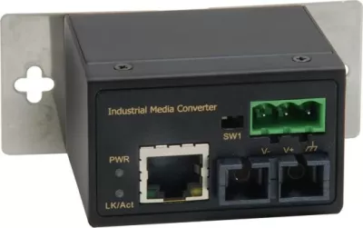 Konvertues media industrial LevelOne RJ45 në SC, Fast Ethernet, 2km, i zi
