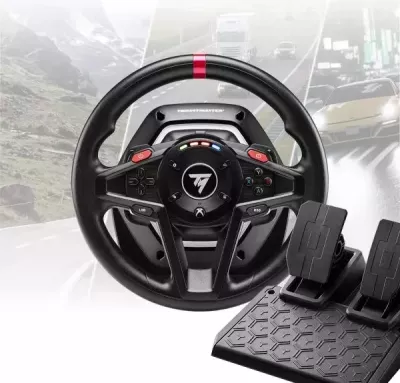 Set timon garash Thrustmaster T128-X Shifter Pack, Force Feedback, për Xbox Series X|S/Xbox One dhe PC, me pedale + TH8S shifter 8 shpejtësi, i zi